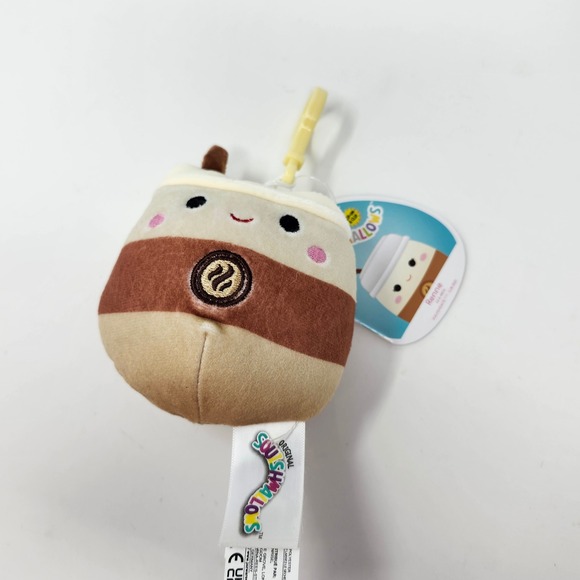 Squishmallows Renne Coffee Plush Clip‎ On NWT Cute Kawaii Backpack Charm - Picture 1 of 1
